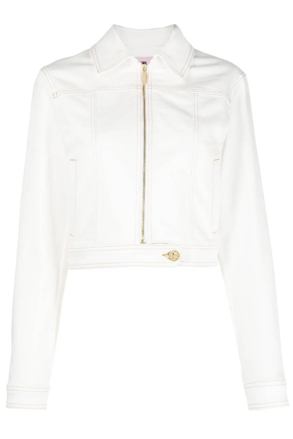 Zip-Up Cropped Denim Jacket – Tiffany Boutique Cyprus